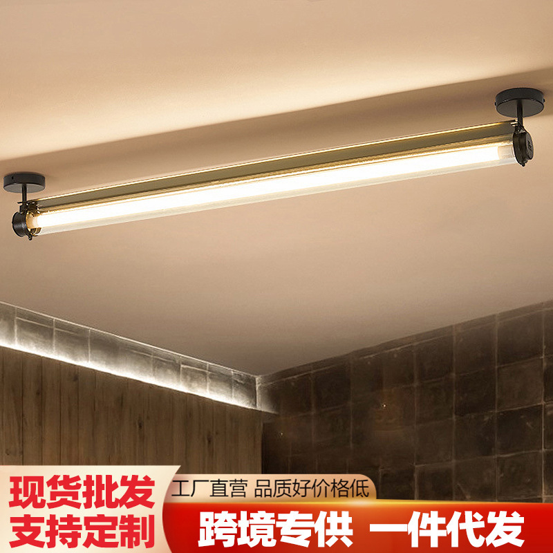 American Retro Industrial Style Long Strip Ceiling Lamp Creative Personality Restaurant Cafe Clothing Store Long Tube Ceiling Lamps