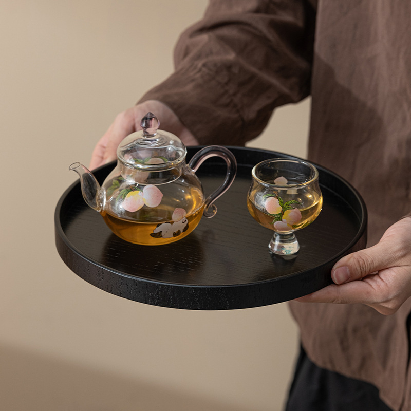 现代简约杯子茶盘家用创意圆形多功能收纳盘咖啡餐具下午点心盘|undefined
