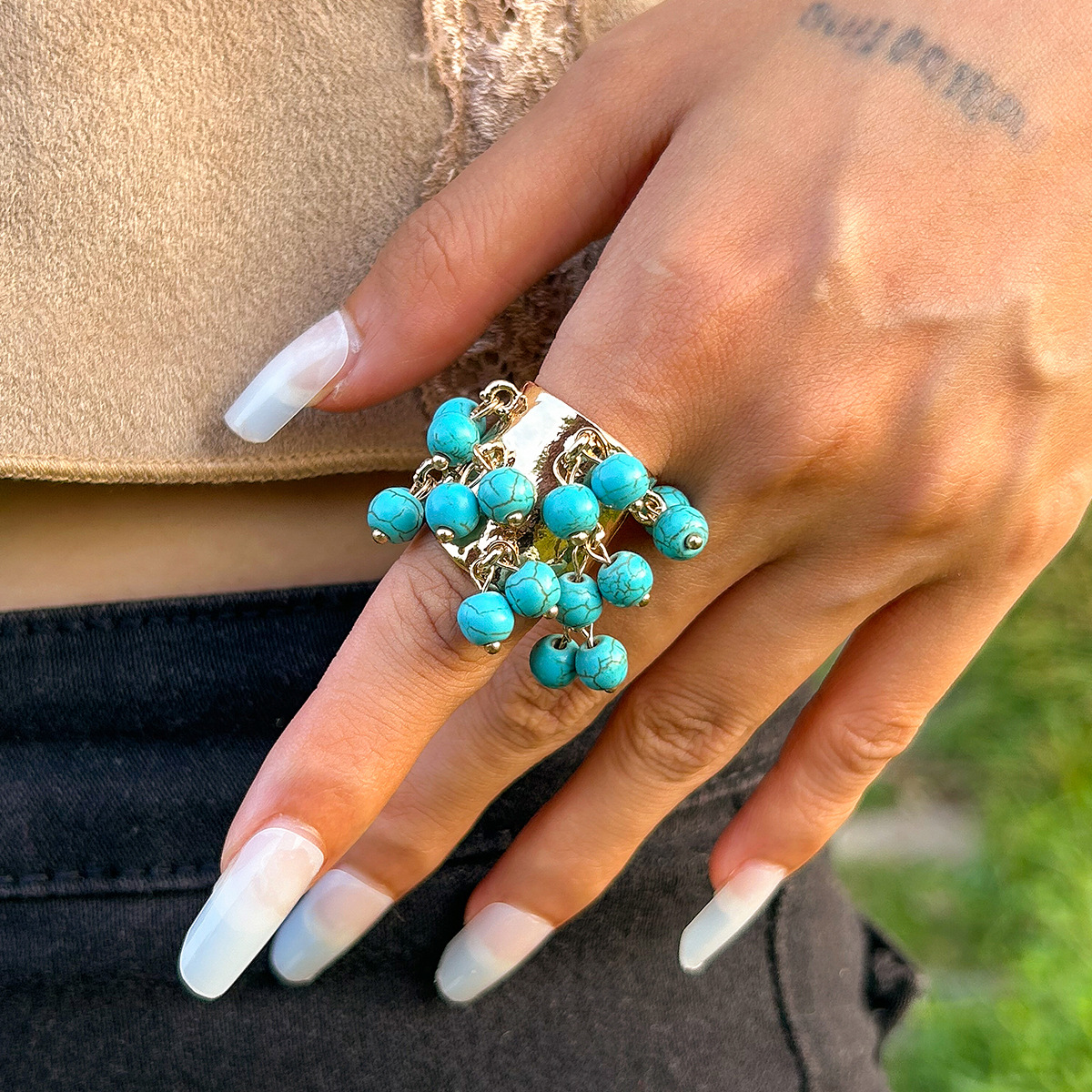16g Weight Charm Rings Classification 1 Piece Quantity Holiday Occasion Alloy Material Geometric Pattern Women's Gender Plating Design Streetwear Style Streetwear Geometric Arylic Alloy Plating Women's Charm Rings 29