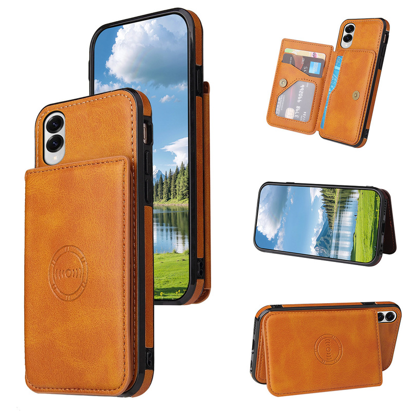 Suitable for Samsung S26Fe Car Magnetic Wallet-Style Phone Case S25 Card Holder Stand A18 Anti-Fall Protective Case Suitable for Samsung S26Fe Car Magnetic Wallet-Style Phone Case S25 Card Holder Stand A18 Anti-Fall Protective Case