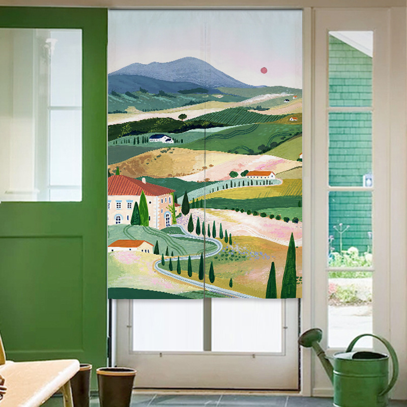 Wholesale global travel series coarse linen padded fabric door curtain decorative partition door curtain a generation of cross-border door curtain Wholesale global travel series coarse linen padded fabric door curtain decorative partition door curtain a generation of cross-border door curtain