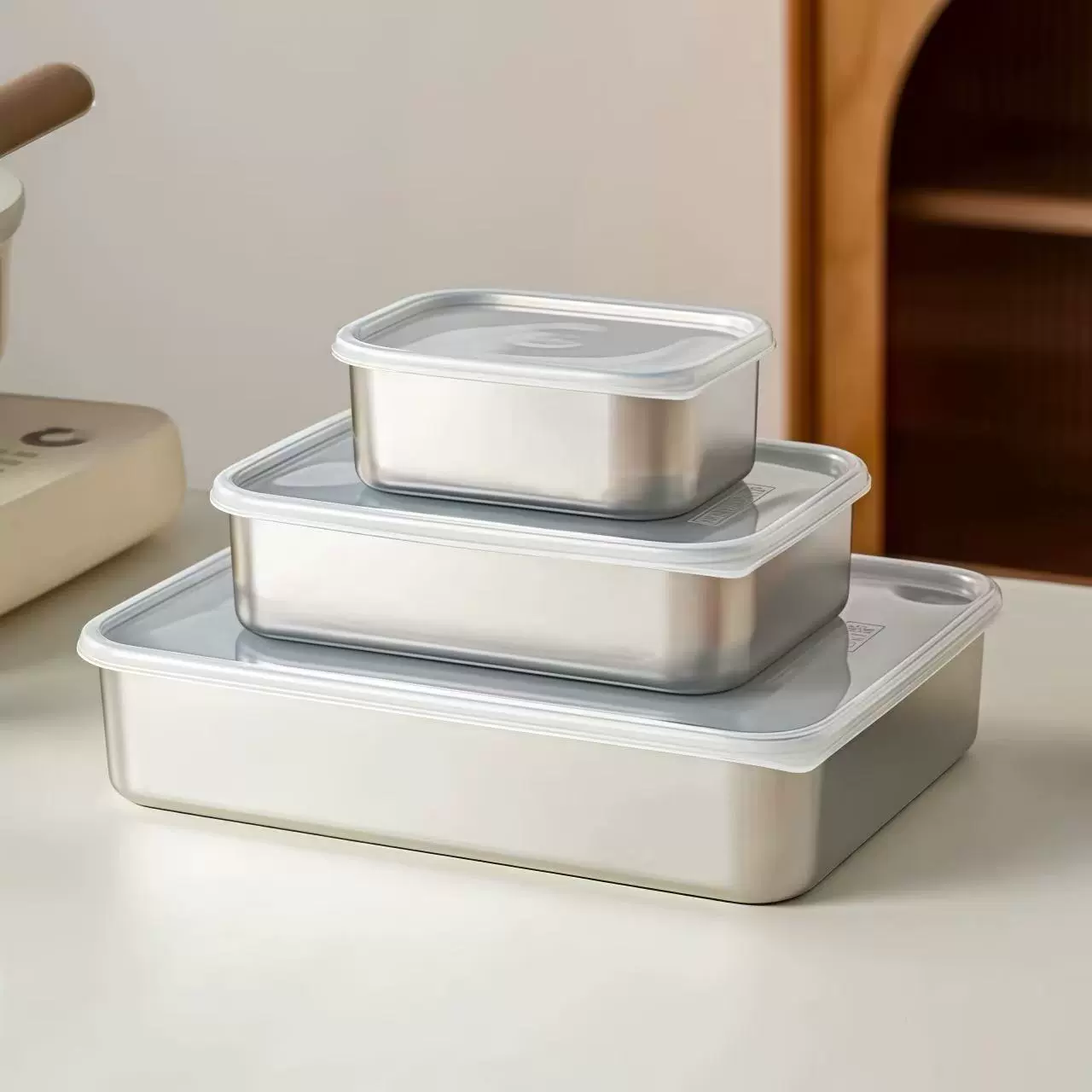 304不锈钢保鲜盒食品级饭盒密封盒带饭餐盒冰箱专用水果便当盒