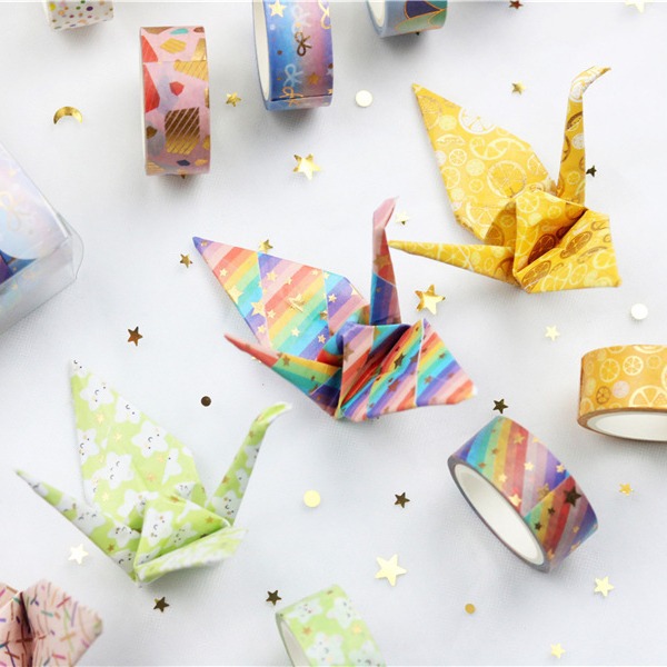 12 rollos en caja de color caramelo lindo bronceado y cinta de diario de papel bricolaje diario decoración de la frontera y cinta de papel