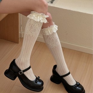Spring and Summer PATTKIN Lolita Lace Stocking Large Lace Sweet Net Stocking Lace Stacked Stocking