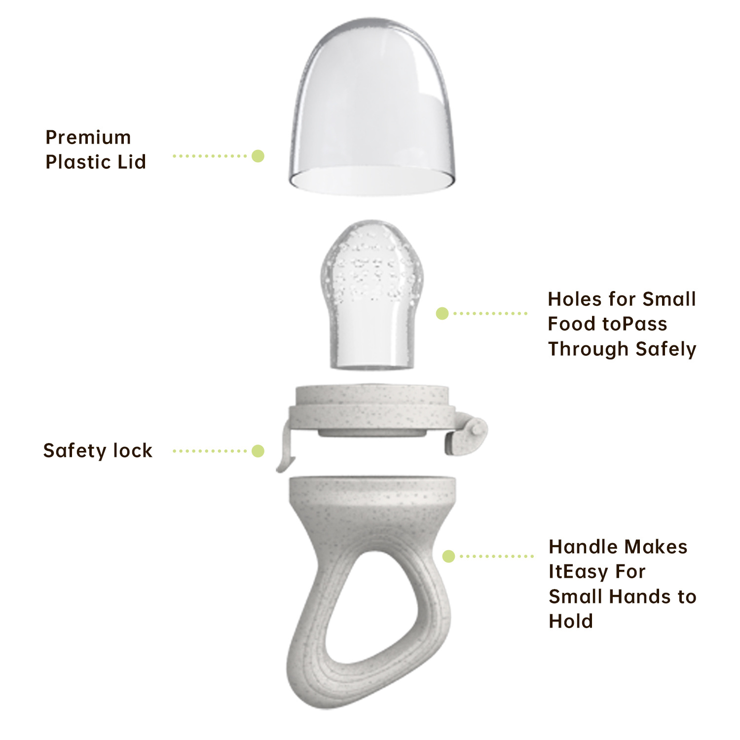 Alimentador de frutas y verduras para bebé, hecho de paja de trigo y silicona, mordedor con malla, utensilio de alimentación infantil