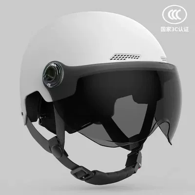 all-season riding half helmet, Motosiklet kaskı (dəbilqə) - 3c-certified-white-sunglasses-with-uv-protection-lenses-abs-material-short-lenses-new-national-standard-certified