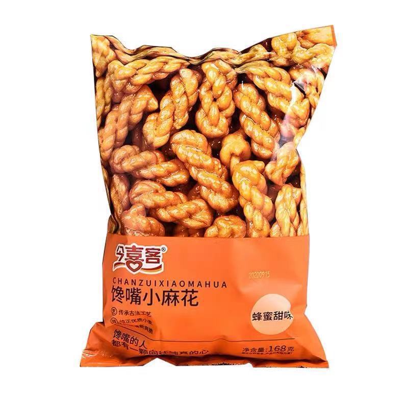 今喜客小麻花158克袋装整箱30包蜂蜜芝麻花椒酥脆网红零食批发