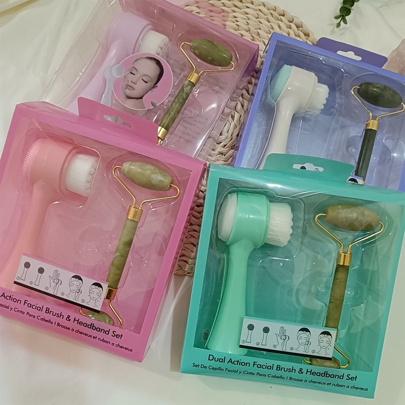 Jade roller massager face wash brush set facial massage beauty instrument Jade push V face artifact factory direct sale