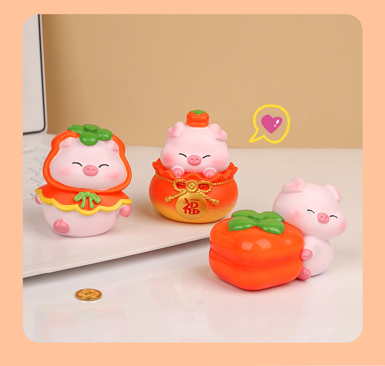 Cartoon Cute Persimmon Pig Car Ornament Creative Center Console Decoration Dropshipping Available