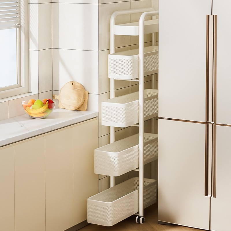 Multi-layer Storage Rack Narrow Clip Gap Cabinet Kitchen Storage Rack Floor Refrigerator Trolley Toilet Pull-out Storage Rack
