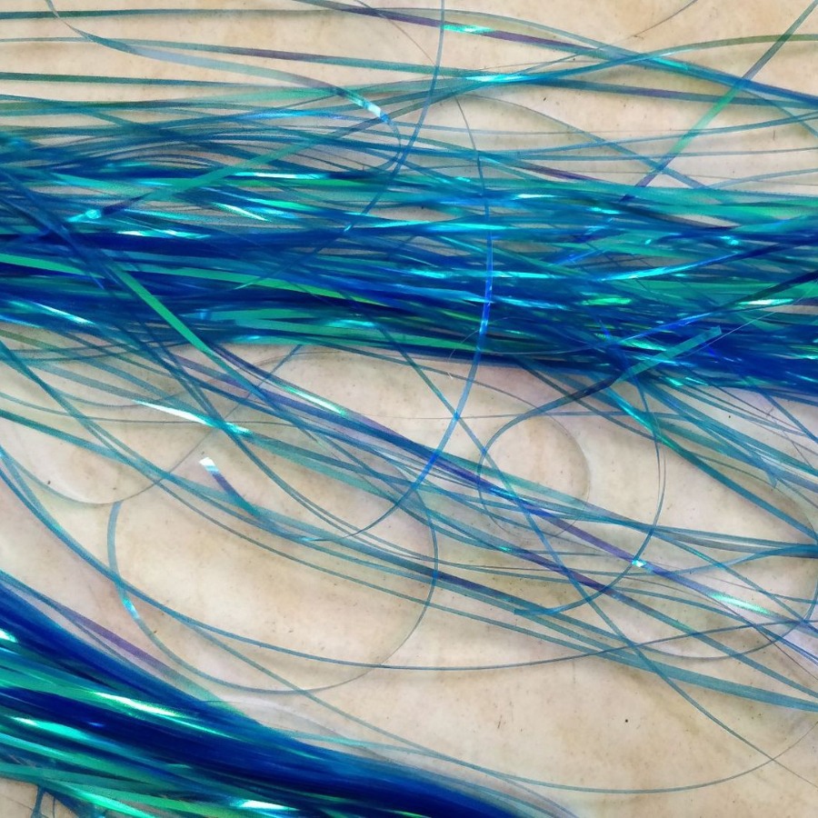 金黄亮鹅黄七彩曲片铁板钩装饰渔具绑鱼钩路亚假饵粉紫七彩亮带