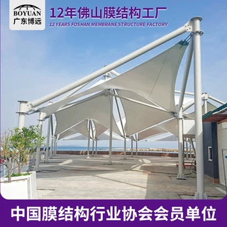 张拉膜户外景区露天膜结构景观棚PTFE膜材公园商业街广场遮阳雨棚