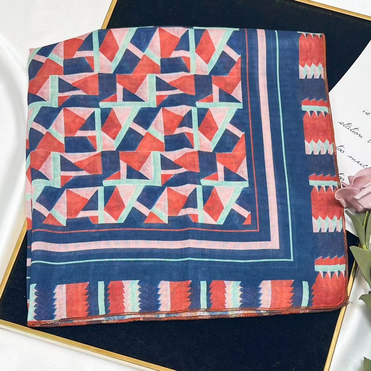 60g Weight Kerchief Classification Daily Occasion cotton and linen Material Flower Pattern Summer Season Women's Gender IG Style Style Women's IG Style Flower Cotton And Linen Kerchief 10