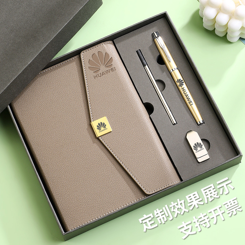 Cuaderno de notas de negocios tri-plegable A5 caja de botón cuadrada puede fijar LOGO alto valor de la cara acompañante de regalo de mano cuaderno de notas de oficina