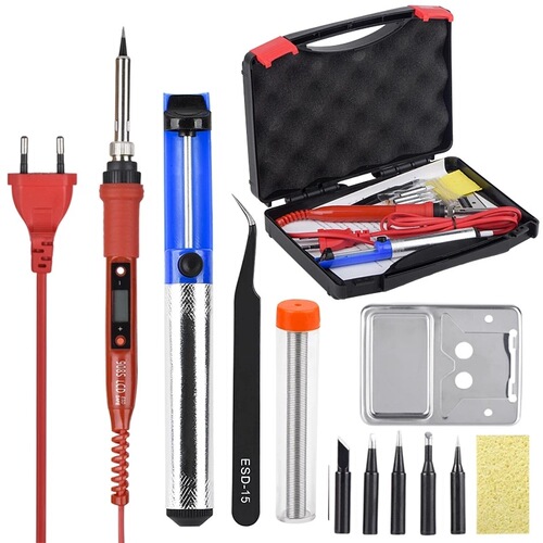 908S 110V 220V 80W Temperature Control Soldering Iron Plastic Tool Box Set with Adhesive Box Set