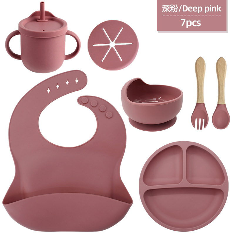 Juego de vajilla de silicona para niños a prueba de caídas