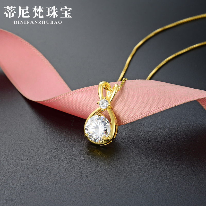 Moda collar lindo accesorios Corea del Sur s925 plata artificial diamante joyería colgante de las mujeres colgante en forma de gota