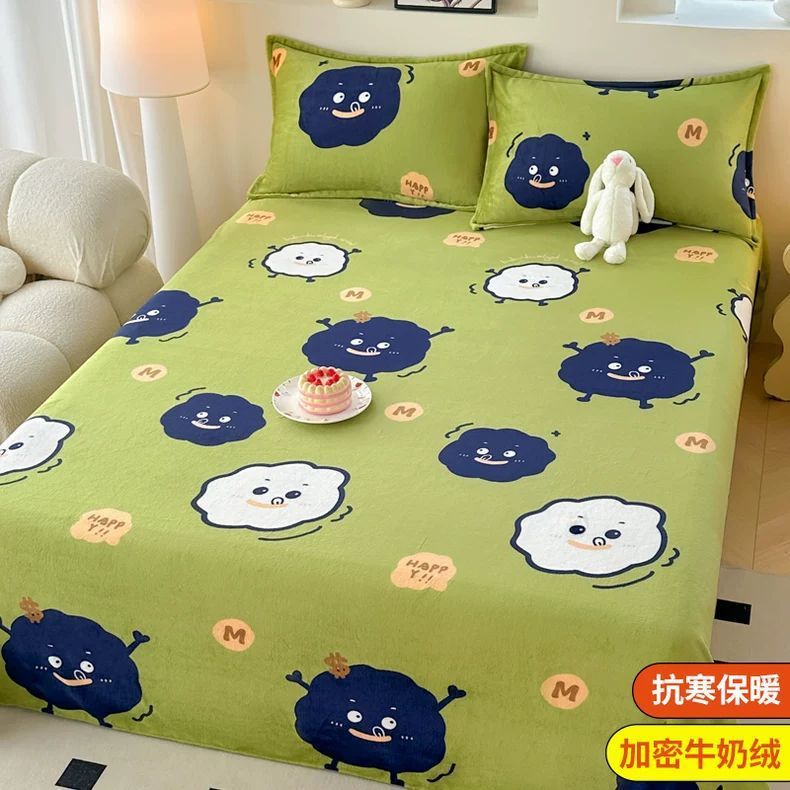 Invierno leche de lana de coral sábanas de lana de una sola pieza brida de manta de peluche dormitorio una sola persona gruesa manta de peluche cálida