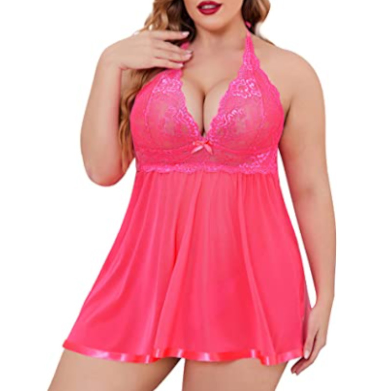 Nuevo comercio exterior europeo y americano de gran tamaño sexy lencería sexy encaje costura pijamas vestido servicio a domicilio