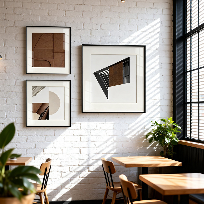 Space Song Modern Simple Living Room Decorative Painting Sofa Background Wall Hanging Painting Creative Abstract Geometric Mural Brown