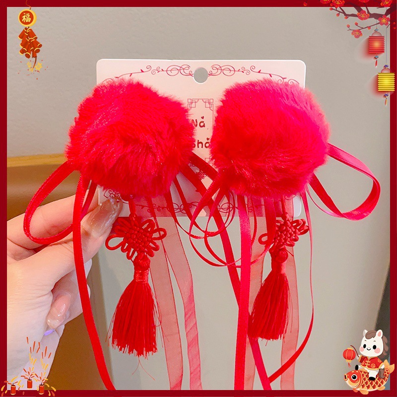 Horquilla Infantil con Borlas Chinas Hecha a Mano para Año Nuevo y Hanfu