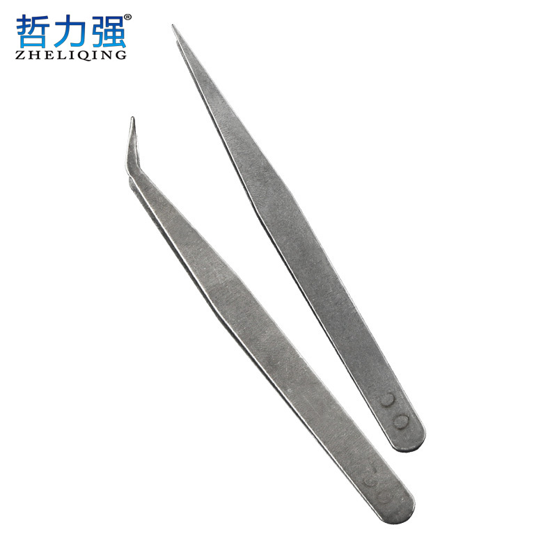 不锈钢小镊子 平头弯头夹零件细小夹子家用 尖头镊夹手工diy工具