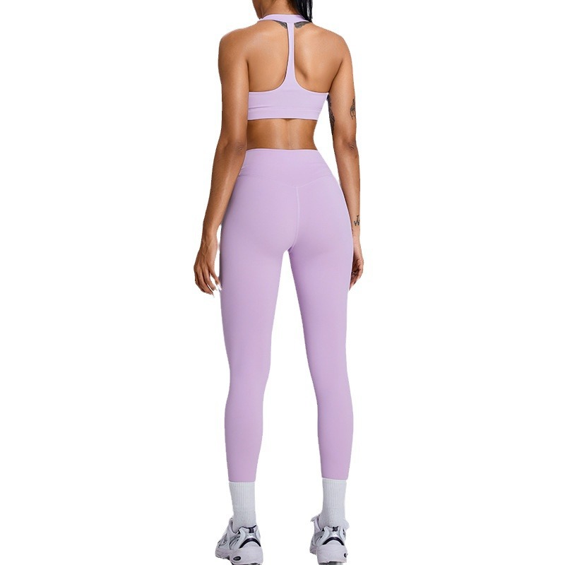 Nuevo conjunto de yoga desnudo mujer belleza de espalda rápida secado ajuste belleza de espalda juego deportivo de entrenamiento