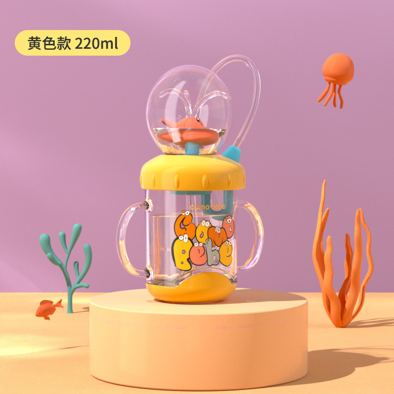Taza de agua para niños ballena spray bebé taza de paja kindergarten hogar buceo beber diversión taza de verano
