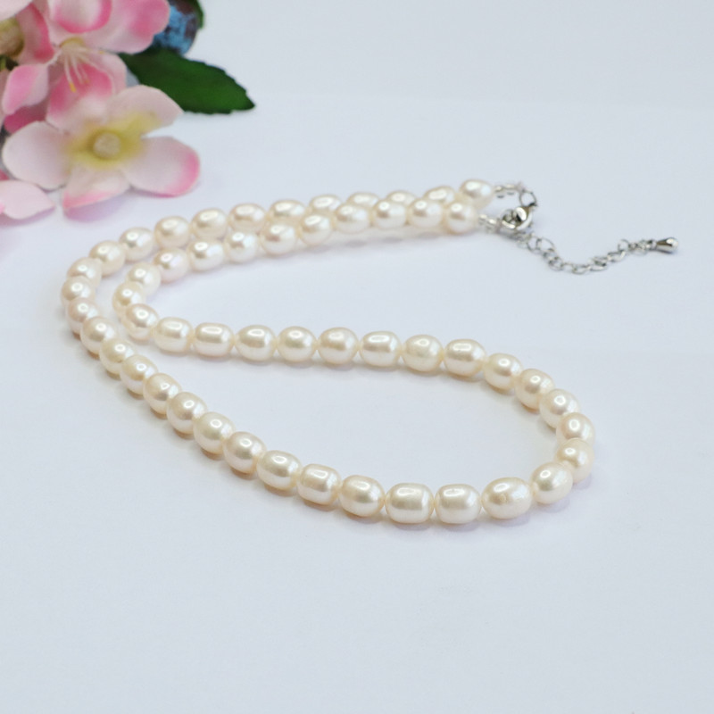 眷钰 定制天然淡水珍珠项链米珠高亮珠宝送妈妈工厂代发S2040608