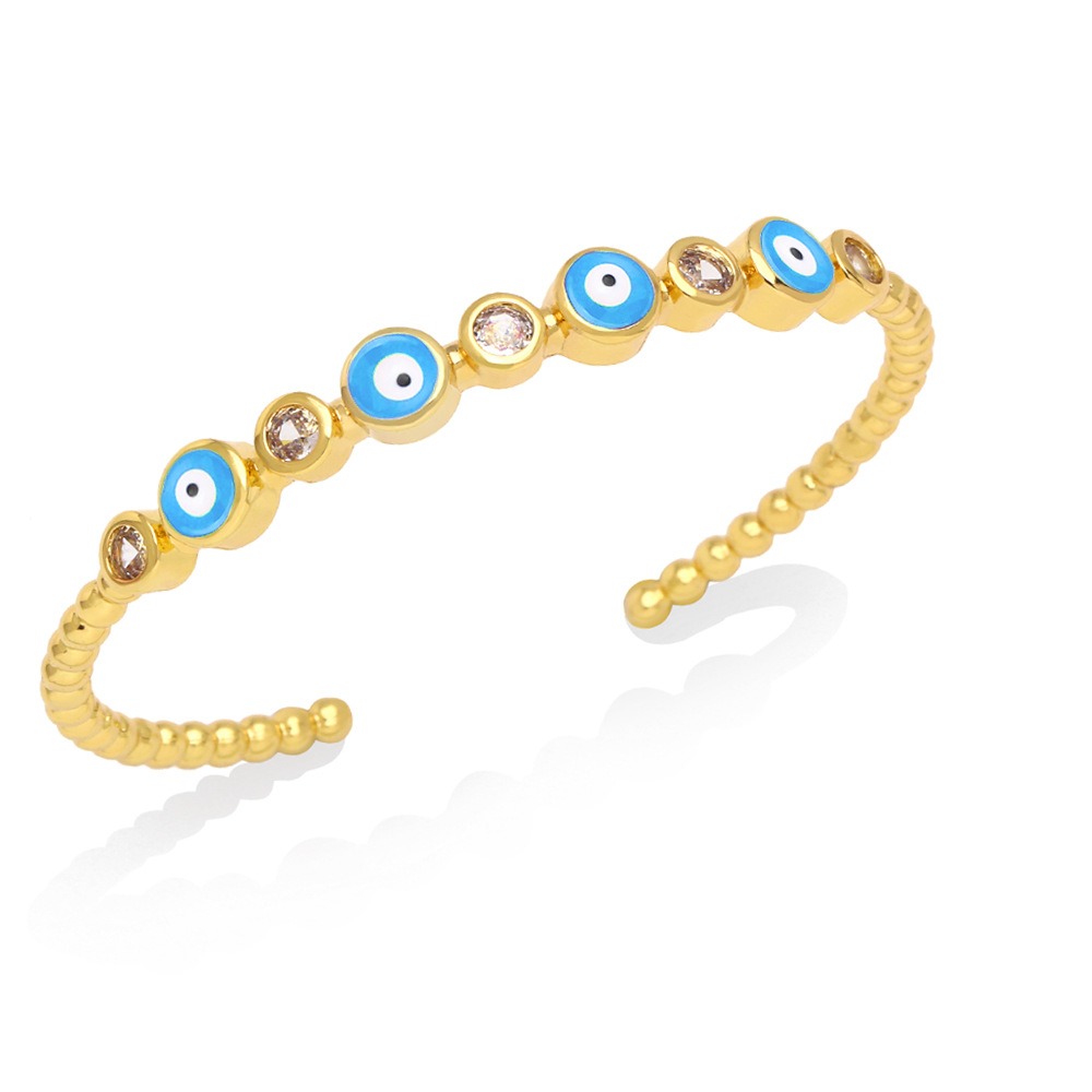 Fashion Devilu0027S Eye Copper Bangle Plating Zircon Copper Bracelets