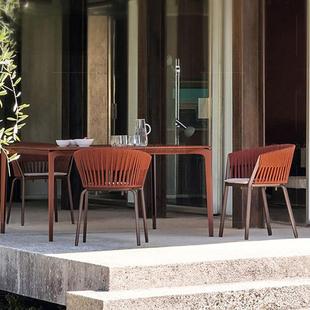 Outdoor Leisure Tables and Chairs, Slate Dining Table, B&B Courtyard Garden Rattan Dining Chair, Villa Open-Air Balcony Outdoor Furniture