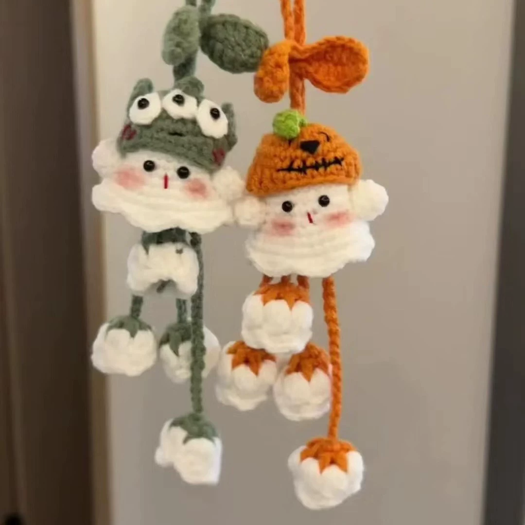 Ghost crochet, pendant, woven handle, cute material, halloween, orchid, handmade