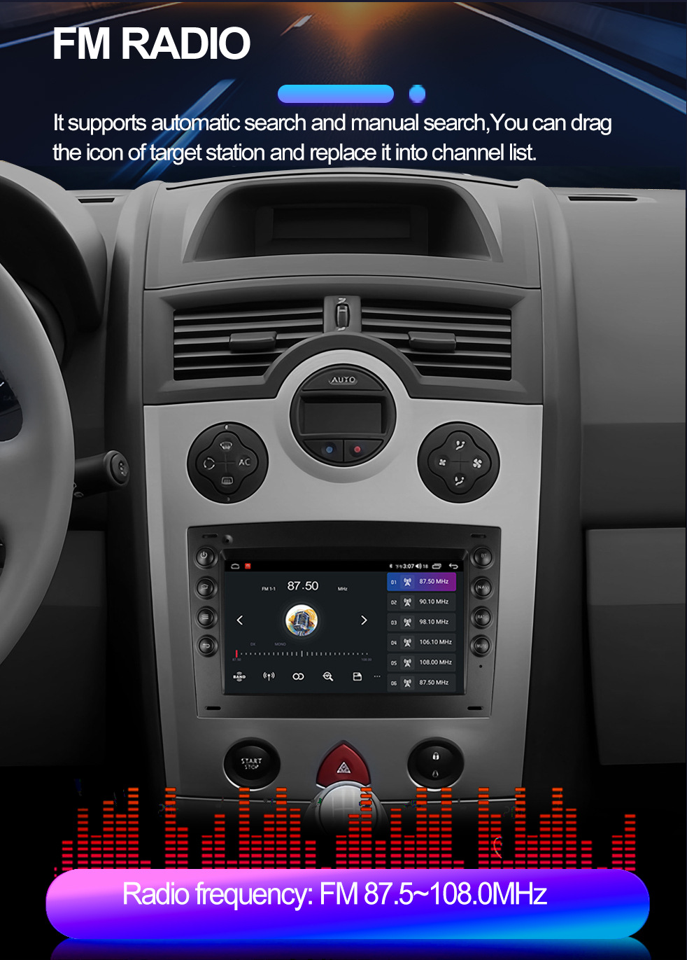 Suitable for 7inch Renault Megane 02-09 Android Car Gps High-Definition Screen Mp5 Bluetooth Navigation All-In-One Machine