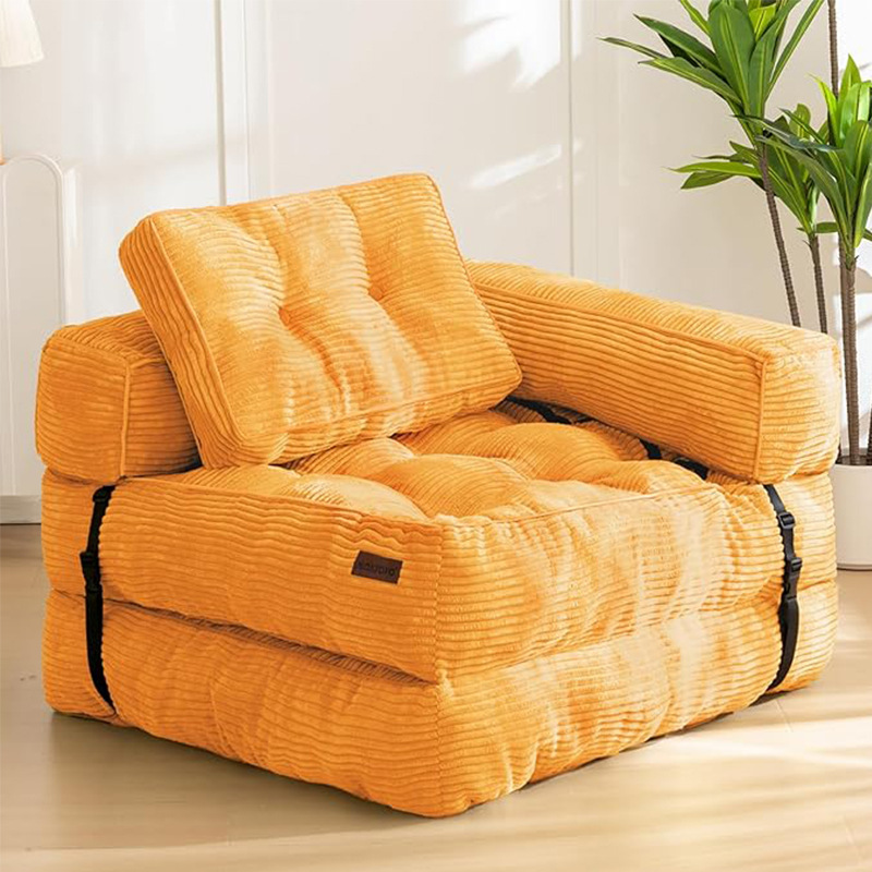 Sillón convertible plegable de Amazon transfronterizo con respaldo de almohada, sofá de compresión al vacío, espuma elástica de algodón roto