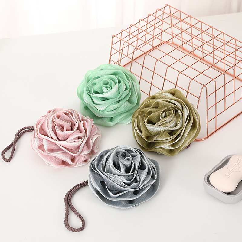 家用大號50克玫瑰造型高檔沐浴花超柔不鬆散沐浴球洗澡花起泡豐富