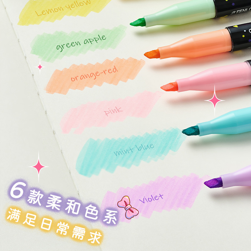 6 colores Macarón conjunto de marcadores de aprendizaje marcador de colores brillantes y suaves DIY bolígrafo creativo en stock