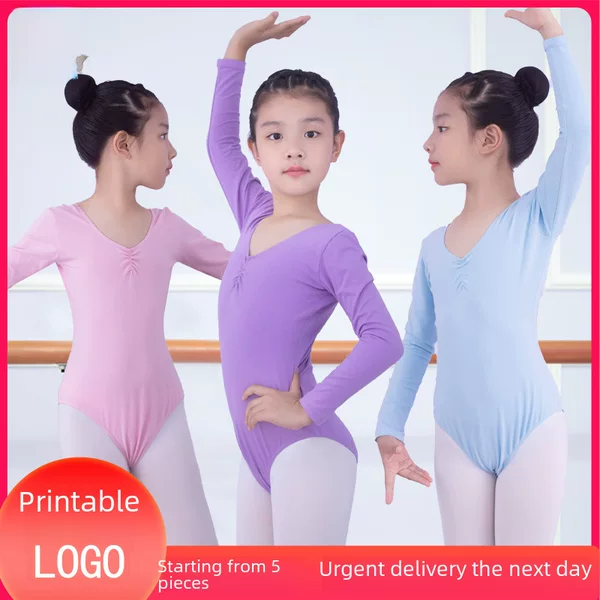 Ballet Dress Chinese Dance Exam Clothing Girls Long-Sleeved Autumn Practice Clothes Jumpsuit Children's Dance Clothes Girls