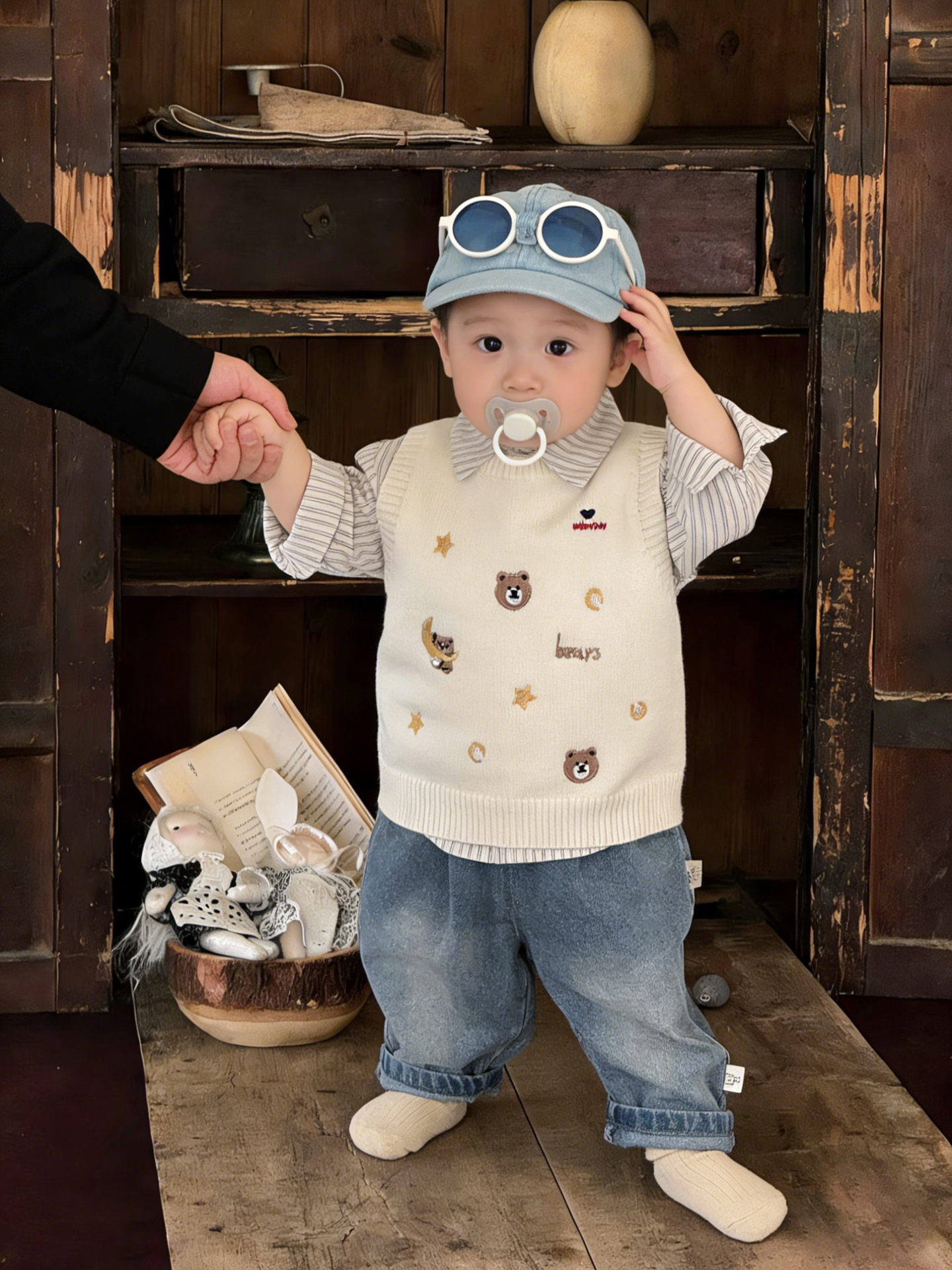 Primavera bebé coreano chaleco de primavera y otoño guapo bebé chaleco de punto de moda ropa de niños universal