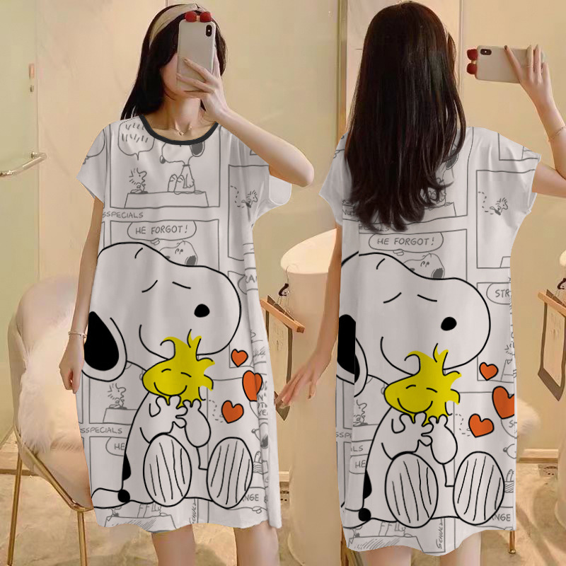 Camisón del sudeste asiático falda de pijama de manga corta de verano para mujer falda de cultura de longitud media suelta delgada cross-border