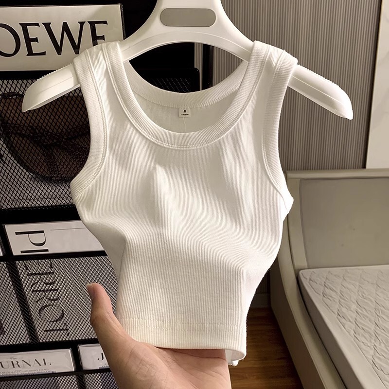 Hot Girl U-Neck Threaded Sling Sleeveless T-Shirt Vest Women's Summer Tight-Fit Slimming Inner Base Shirt Top Trendy