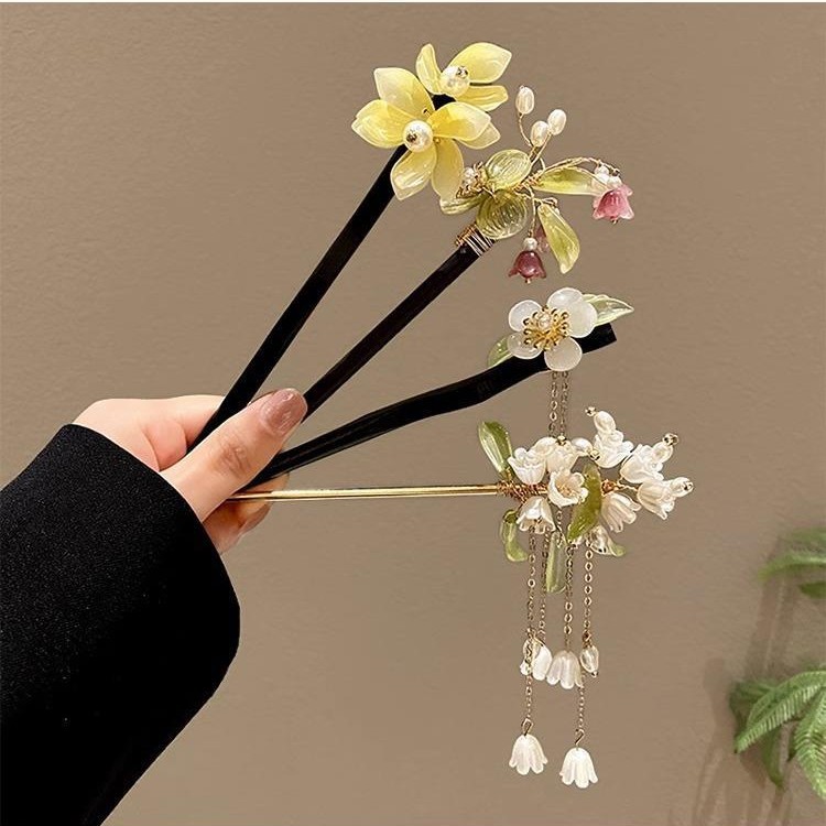 Horquilla de abanico nuevo estilo chino retro de alta gama placa de metal horquilla de pelo Hanfu cheongsam horquilla horquilla accesorios para el cabello femenino