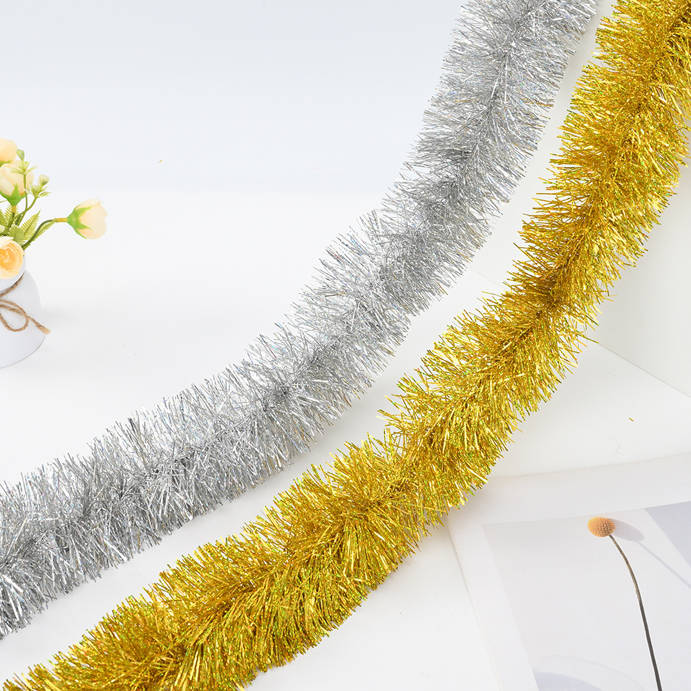 Transfronterizo Amazon 9cm2m encriptado espesar láser contraído filamento de color barras decoración de eventos navideños