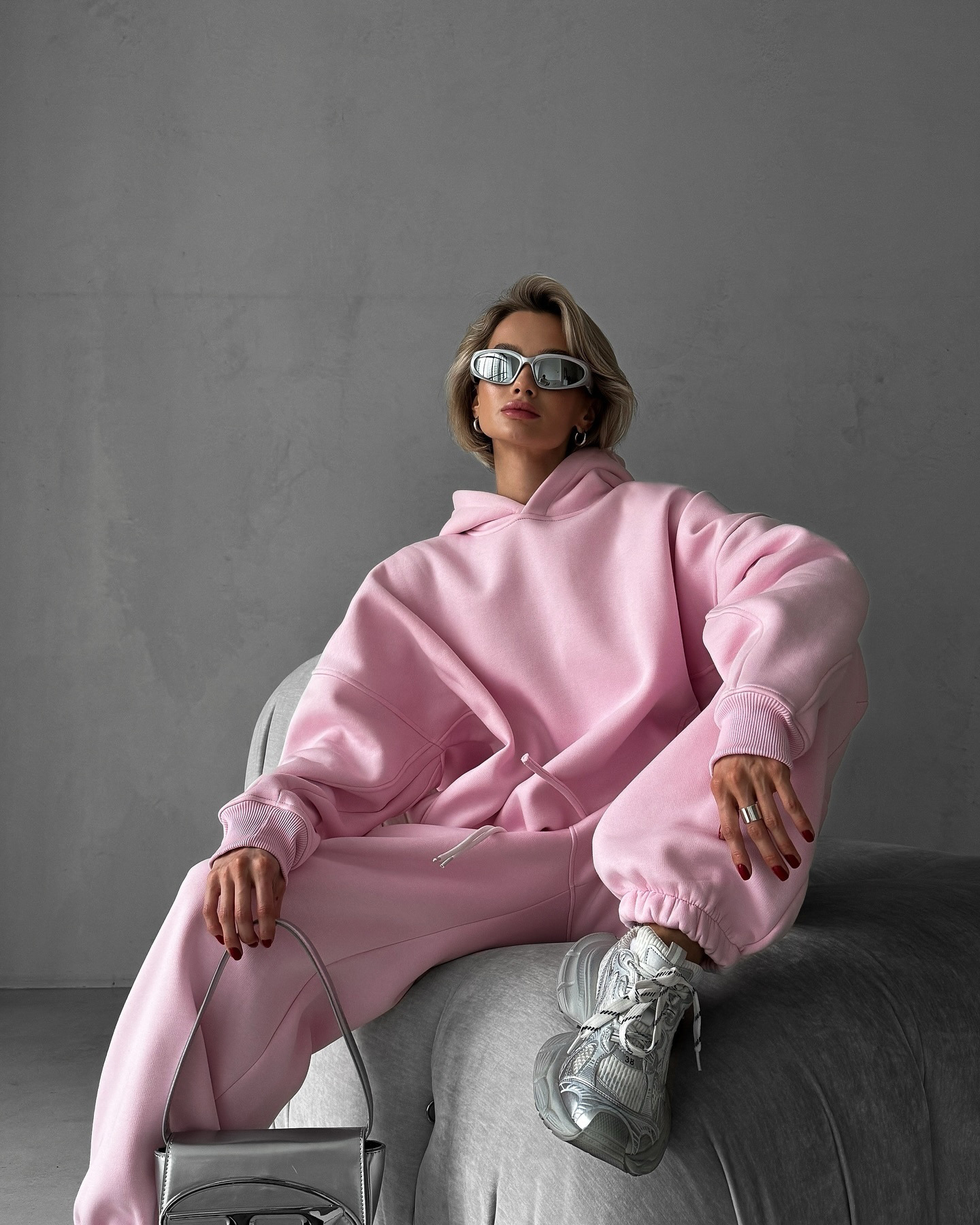 2025 Fall/Winter New European And American Solid Color Long Sleeve Hooded Sweatshirt Women's Fashion Casual Pants Sports_ecoleips.com