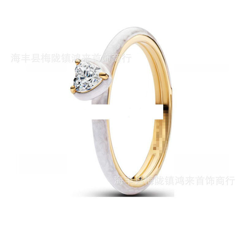 潘家白铜镀银镶钻红玫瑰花蝴蝶结简约爱心对戒卡通人物雪花系列|undefined