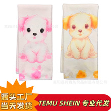 跨境新款可重复使用厨房洗碗巾动物卡通印花餐桌擦手巾可代发贴标