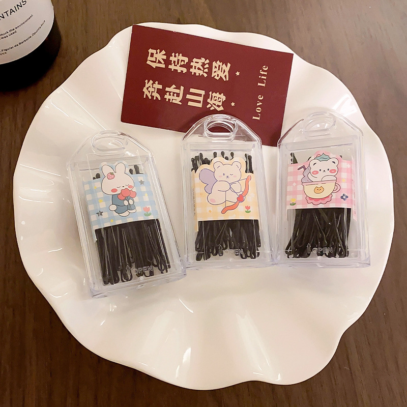 Clip básico negro flequillo lateral clip onda clip de acero Cabeza trasera pelo roto horquilla clip de tocado horquilla