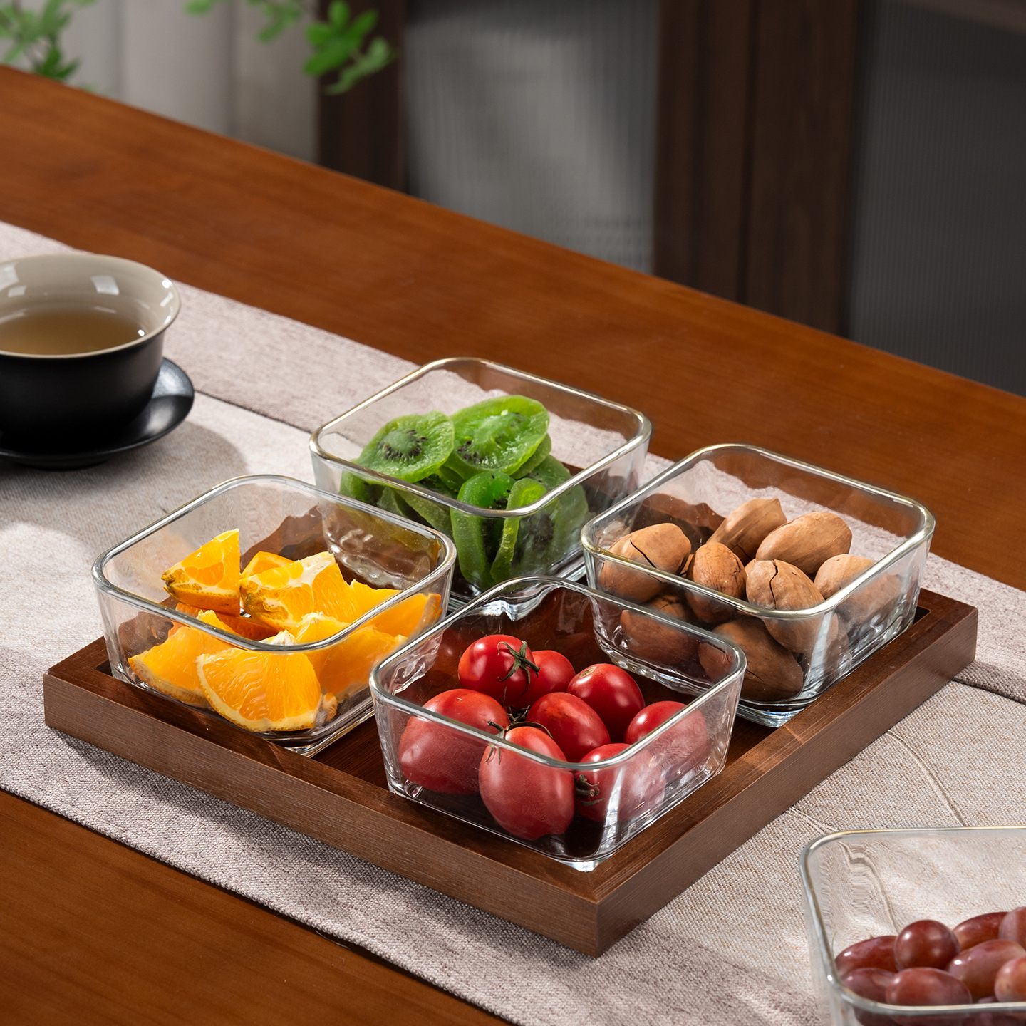bandeja de madera china bandeja de frutas secas bandeja de refrigerio de la tarde de alta calidad bandeja de frutas bandeja de frutas bandeja de madera de alto valor bandeja de refrigerio image 11