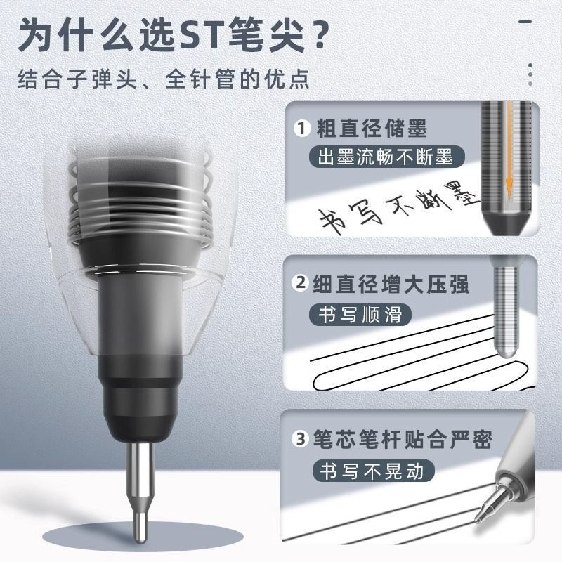 包郵便ST頭0.5mm押動芯大容量桶装速乾ブラシ問題芯黒学生試験神器|undefined