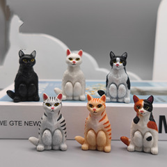 日系蹲姿貓動漫周邊仿真貓手辦微景觀桌面車載擺件鑰匙扣配件批發