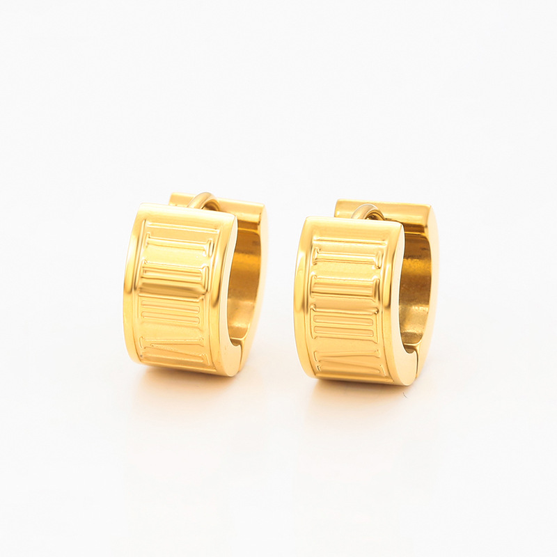 Xuping acero inoxidable 24k nicho de color diseño de aretes digitales romanos pendientes personales transfronterizos europeos y estadounidenses al por mayor